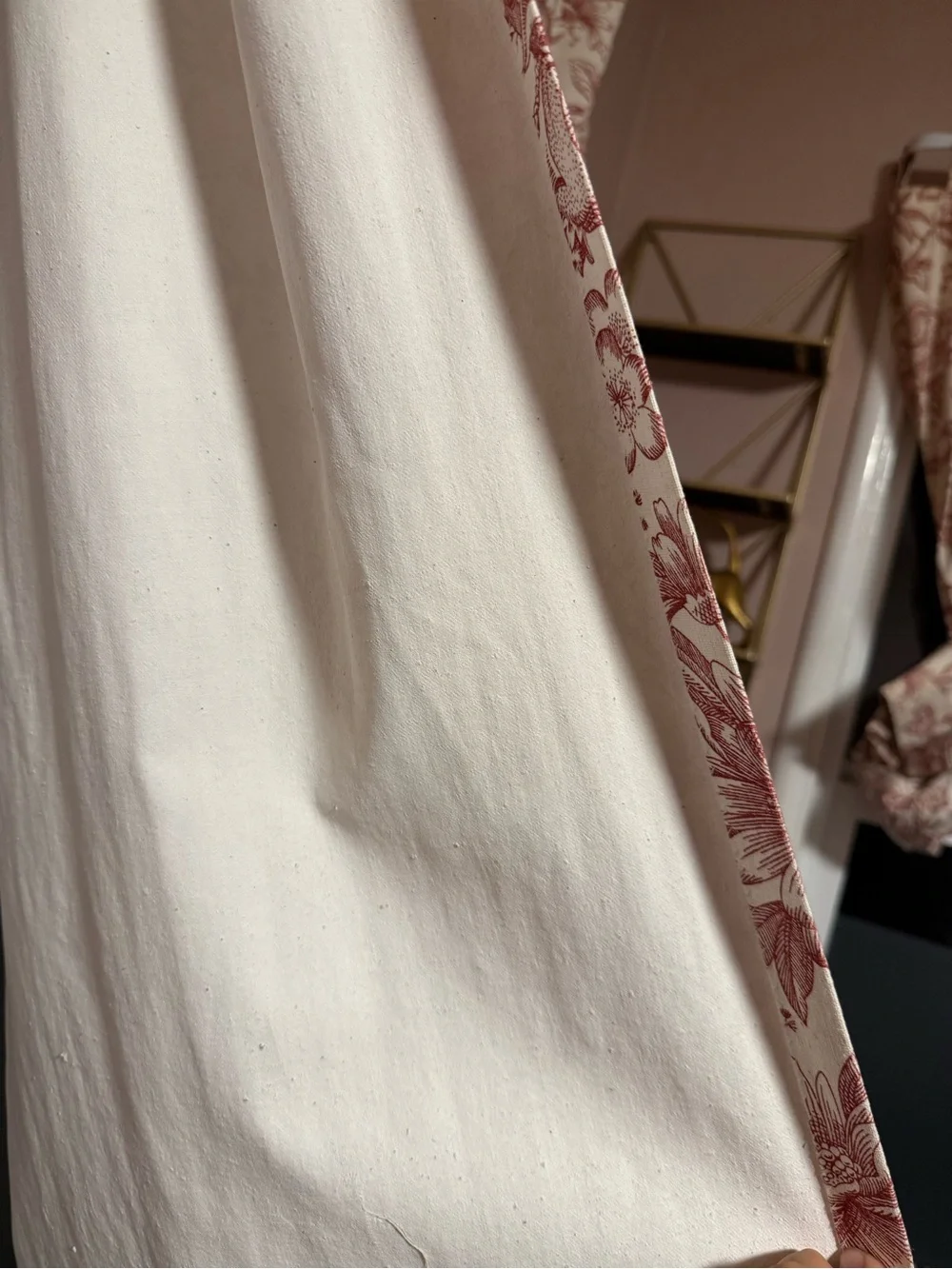 Bed Bath & Beyond Red Floral Curtain Panels three piece